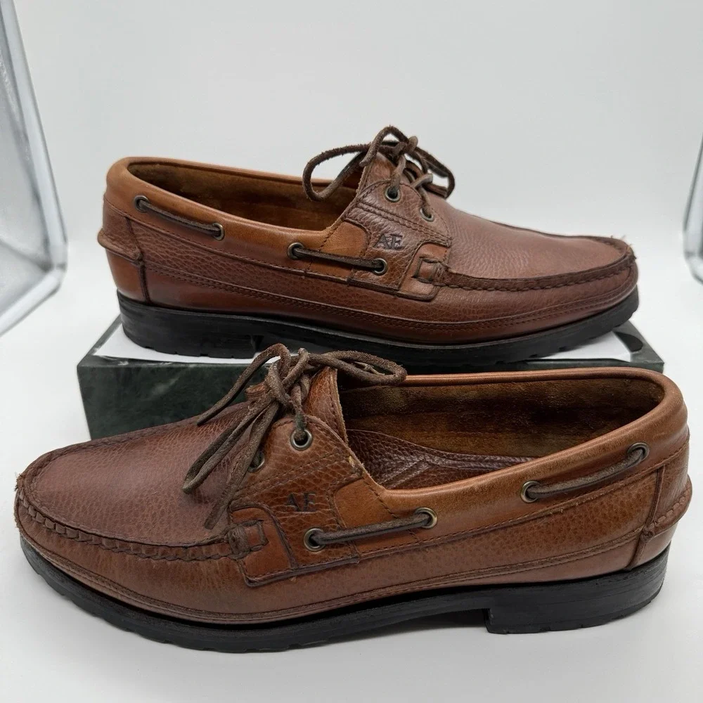 Allen Edmonds Woodhaven Boat Shoes Men's 9.5 D Brown Leather Moc Toe USA